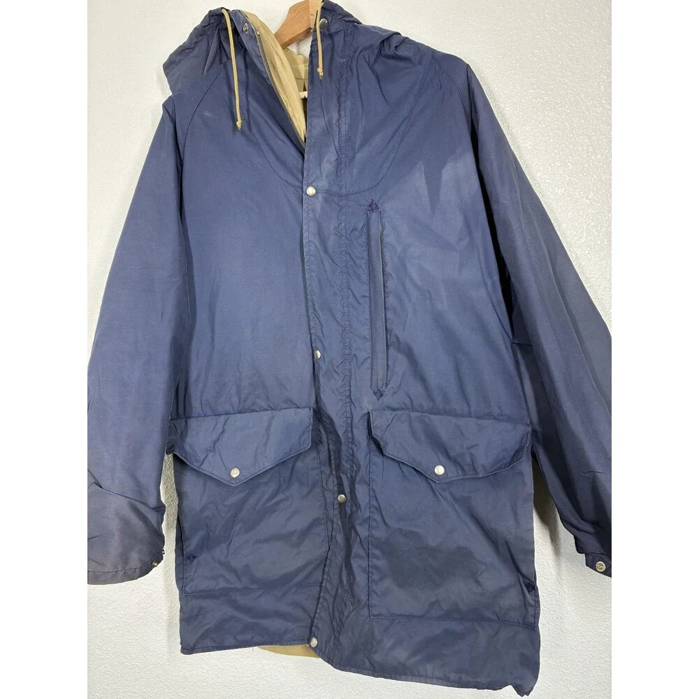 Vintage The North Face Coat Mens Large Blue Hooded Nylon Parka Winter 70s